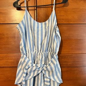 HYFVE Romper - light blue and white striped with front tie